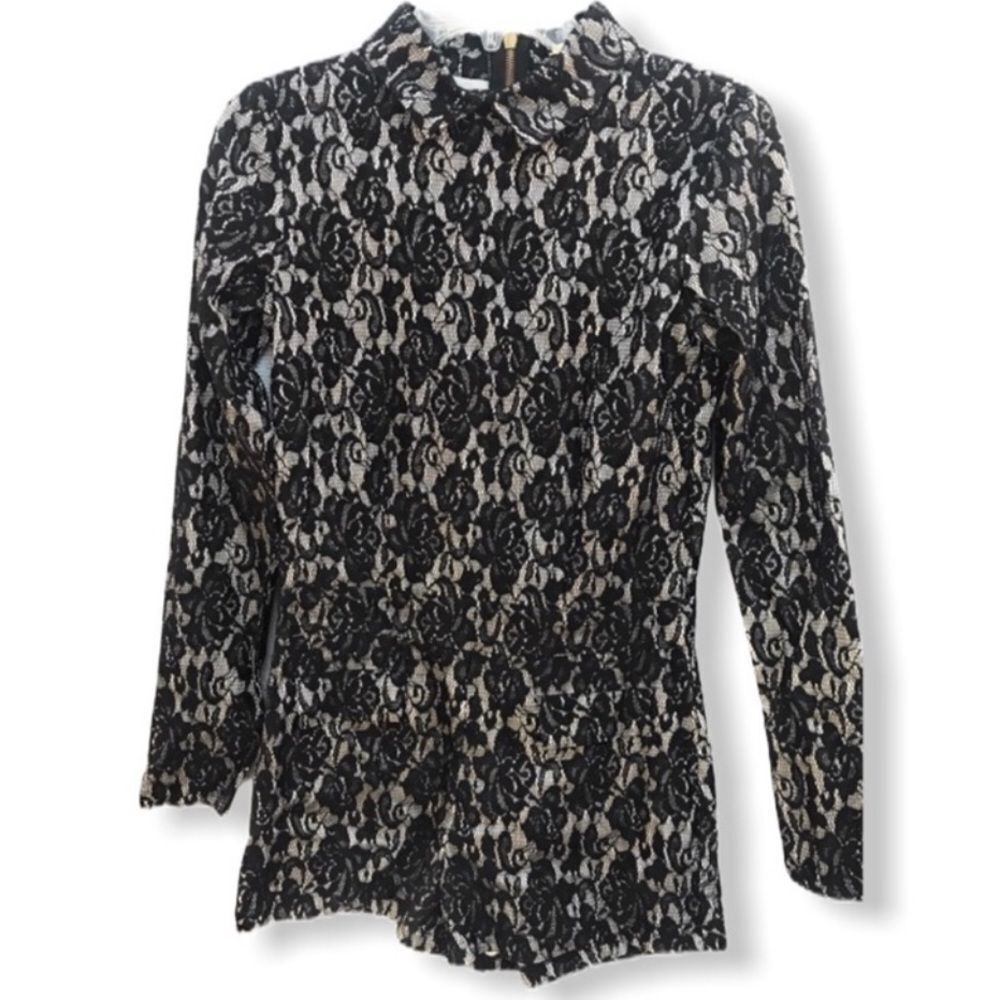 AGAIN Shorts Romper Black Lace‎